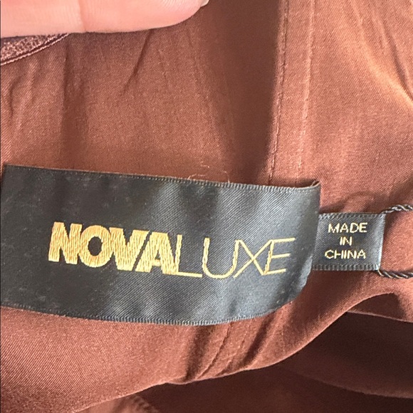 Fashion Nova Chocolate Brown Floral Appliqué Mini Dress with Side Train - Picture 10 of 12